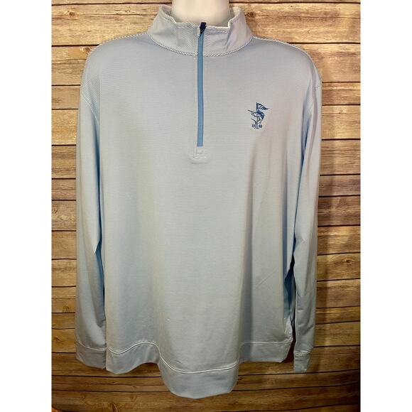 Straight Down Golf Pullover – Men’s XL, Blue/White Stripe, 1/4 Zip Long Sleeve - Picture 1 of 10